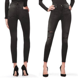 Good American Good Waist High Rise Distressed Raw Hem Stretch Jeans Size 16/33